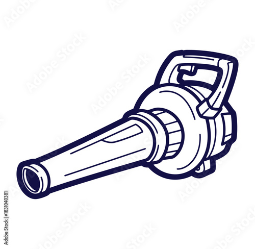 Detailed outline illustration of a leaf blower ready for lawn maintenance and outdoor cleanup