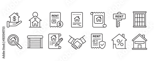 Financial planning icons providing a seamless overview of investment strategies, money management, and business growth for a modern professional look