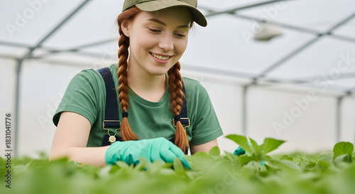 Sustainable Agriculture A Young Woman's Dedication to Hydroponics and Greenhouses Cultivating Healthy Food and a Brighter Future with Advanced Farming Techniques