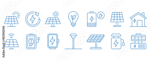 Sustainable energy icons for eco friendly lifestyle and renewable resources in a modern design for green tech and environmental awareness projects