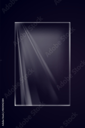Dark plastic shrink wrap texture with diagonal light reflections for digital packaging or overlay design
