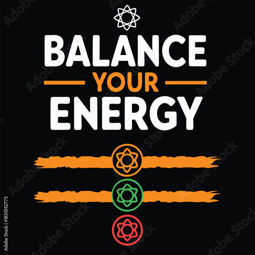 White lettering encourages one to balance personal energy with spiritual color wheels