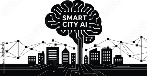 Futuristic smart city with artificial intelligence integration
