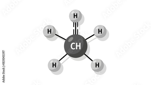 Methane molecule CH4 with carbon bonded to four hydrogens