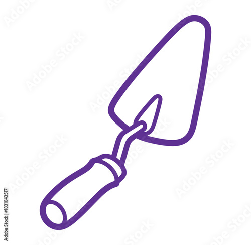 Simple outline drawing of a trowel construction tool for building and repair work