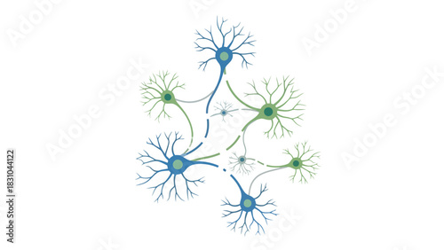 Network of interconnected neuron illustrations