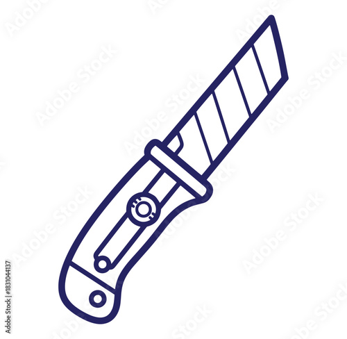 Simple outline illustration of a utility knife perfect for crafting and cutting tasks