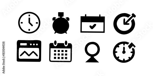 set of vector icons with clock