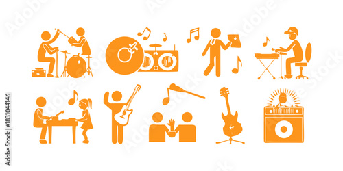 set of vector icons of fire