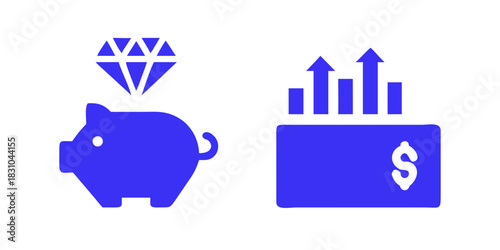 Pink piggy bank icon set vector design symbol for web business
