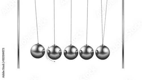Newtons cradle with one ball in motion