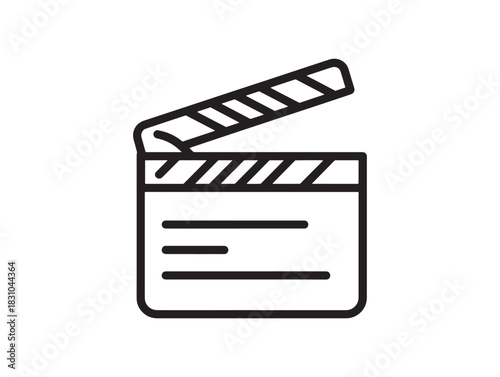 Editable movie clapper icon vector in 2D line art style for digital film illustrations