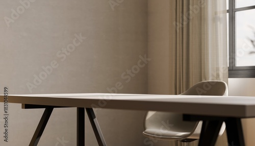 Modern Minimalist Office Space with Clean Lines and Soft Lighting