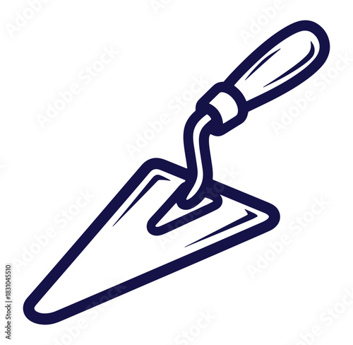 Vector illustration of a construction trowel isolated on white background for design projects.