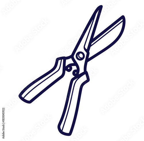 Vector illustration of gardening shears or pruning scissors on white background