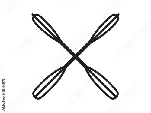 Minimalist 2D vector line art of boat oars icon simple elegant modern illustration