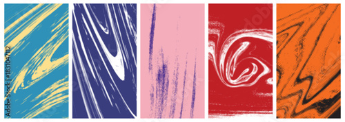 Abstract liquid halftone ink marble pattern set for poster, book cover, magazine, flyer, layout, greeting or business card, brochure