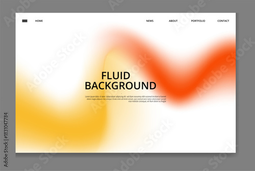 Abstract fluid gradient background with vibrant orange and yellow soft blur effect, featuring the text fluid background centered on a clean white canvas for modern design