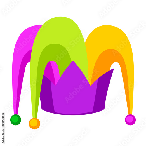 Mardi Gras harlequin hat. Carnival illustration for traditional holiday or festival.