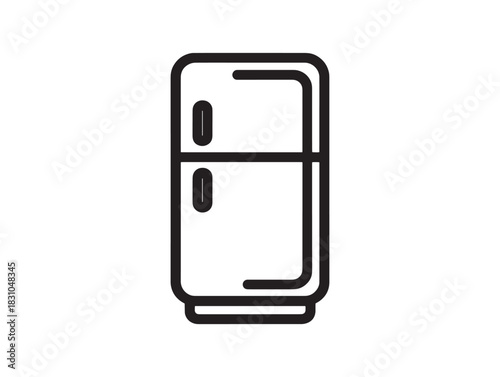Minimalist style fridge 2D vector line art illustration representing home appliance and contemporary interior concept