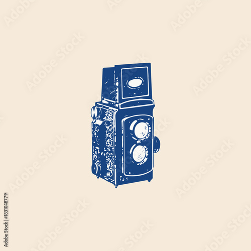Old vintage analog film medium format twin lens camera icon
