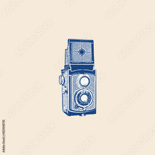 Old vintage analog film medium format twin lens camera icon