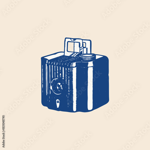 Old vintage analog film box camera icon