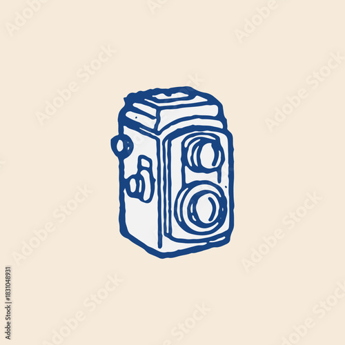 Old vintage analog film medium format twin lens camera icon