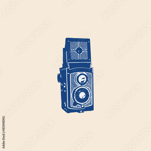 Old vintage analog film medium format twin lens camera icon