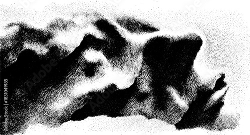 Antique engraving print featuring a detailed hand-drawn silhouette. This vector illustration showcases a retro design with stipple texture.