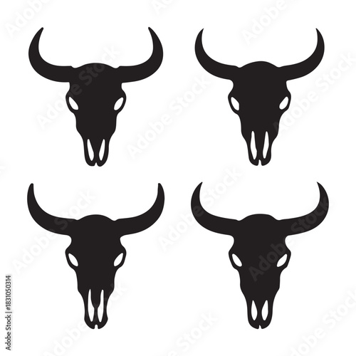 bull skull icon set vector silhouette 