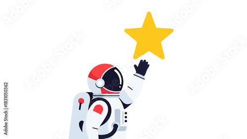 Astronaut reaching for a yellow star
