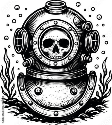 Skull Scuba Diver Helmet Underwater Design