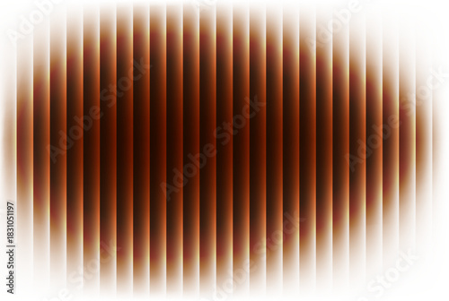 Abstract vertical brown and orange glowing light bars creating a rhythmic, repeating pattern with soft white vignetting on the edges, isolated on