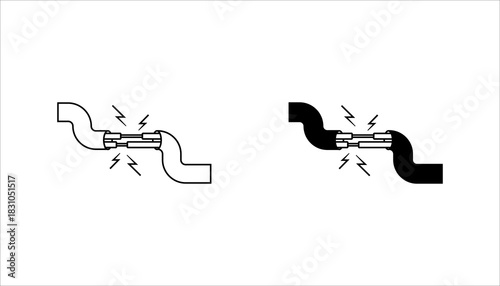 Pulley or Machine Belt System Icon set.
 Black vector icon showing pulley gear or belt drive mechanism, symbolizing industrial machine system, mechanical rotation, automation, power transmissio