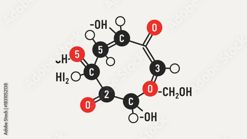 Chemical structure of ascorbic acid Vitamin C
