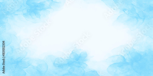 Beautiful fluffy white clouds on a bright clear blue summer sky background
