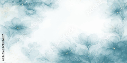 Blue abstract background texture featuring beautiful, bright, fluffy white clouds like snowflakes in a clear sky