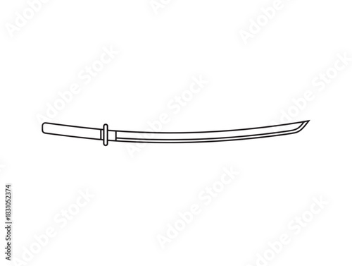 Samurai Katana Japanese Sword Flat Icon Sharp Blade Historical Warrior Weapon Vector Art