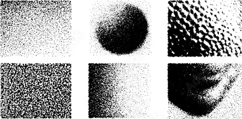 Monochrome texture with abstract black and white patterns. Dynamic vector illustration featuring layered visuals and scattered dots in a clean layout.