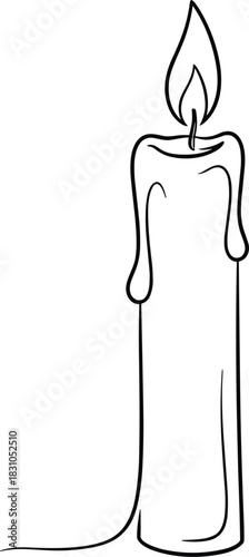 Continuous Line Art of Candle and Soft Flame.