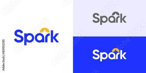Creative modern spark logo template. Simple spark wordmark logo design vector illustration.