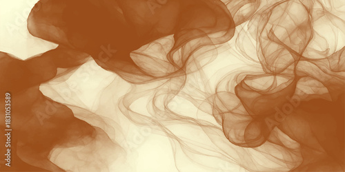 Soft pink, orange, and brown silk smoke texture flowing in a wave pattern on a white background