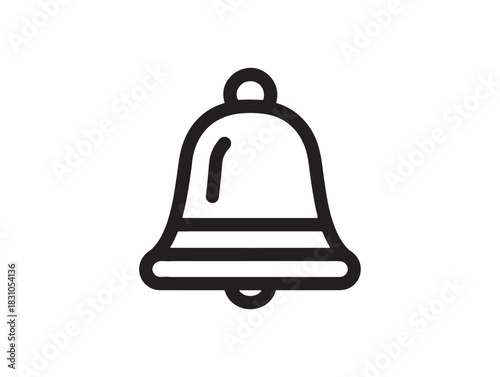 Simple ringing bell line icon 2D vector line art concept for notification alerts