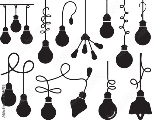 Light Bulb Silhouette Vector Assortment Graphic Resource Set Decoration Element for Festival and Seasonal Vector Art
