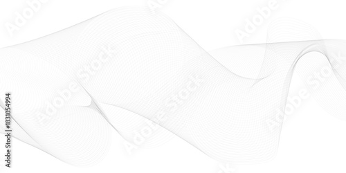 Abstract grey, white smooth element swoosh speed wave modern stream background. Wave with lines created using blend tool. Abstract frequency sound wave lines and twisted curve lines background.	
