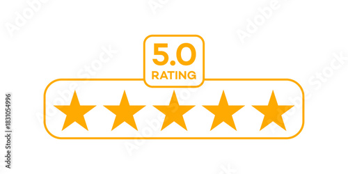Perfect 5 Star Rating  Customer Review Feedback Symbol