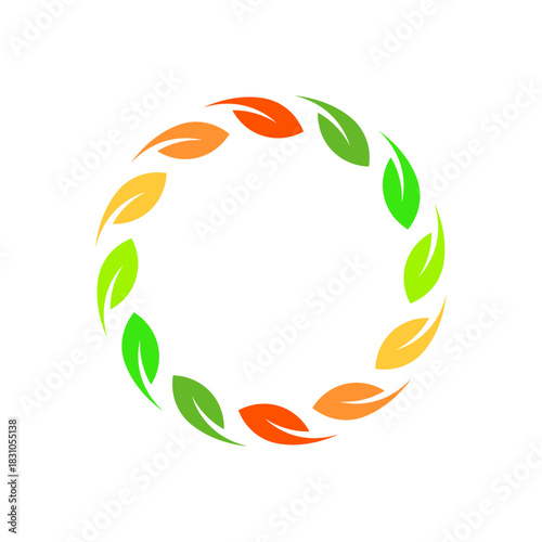 Colorful Leaf Circle  Nature Environment Eco Design