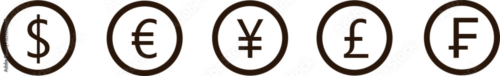 Fototapeta premium currency symbols set, global forex icons, financial symbols vector
