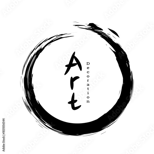 Zen circle emblem. Brushstrokes. Multicolored brushstrokes. Design template for banners, posters, booklets, covers